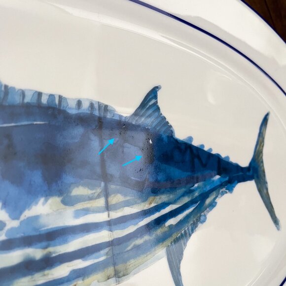 Williams-Sonoma La Mer Fish Porcelain Platter Large Blue Fish Marc Lacaze 2008 - Picture 10 of 16